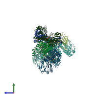 PDB entry 2rir coloured by chain, side view.