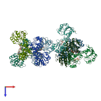 PDB entry 2rir coloured by chain, top view.