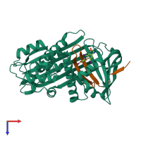 PDB entry 2riw coloured by chain, top view.