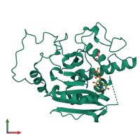 PDB entry 2rix coloured by chain, front view.