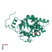 PDB entry 2rj5 coloured by chain, top view.