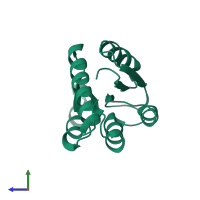 PDB entry 2rjn coloured by chain, side view.