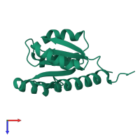 PDB entry 2rjn coloured by chain, top view.
