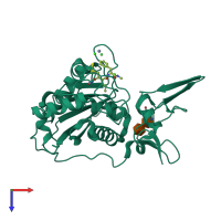 PDB entry 2rjq coloured by chain, top view.