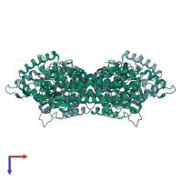 PDB entry 2rjs coloured by chain, top view.
