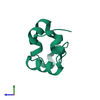 PDB entry 2rjy coloured by chain, side view.