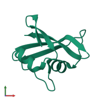 PDB entry 2rk5 coloured by chain, front view.