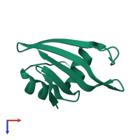 PDB entry 2rk5 coloured by chain, top view.
