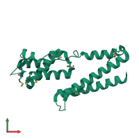 PDB entry 2rkh coloured by chain, front view.