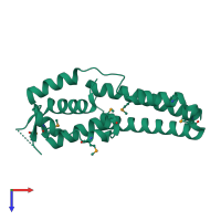 PDB entry 2rkh coloured by chain, top view.
