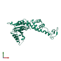 PDB entry 2rko coloured by chain, front view.