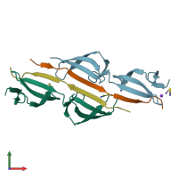 PDB entry 2rky coloured by chain, front view.