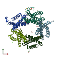 PDB entry 2rld coloured by chain, front view.