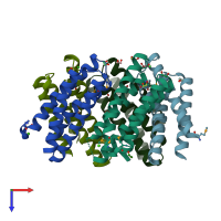 PDB entry 2rld coloured by chain, top view.