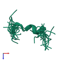 PDB entry 2rlj coloured by chain, ensemble of 20 models, top view.