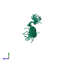 PDB entry 2rlk coloured by chain, ensemble of 20 models, side view.