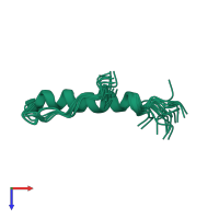 PDB entry 2rlk coloured by chain, ensemble of 20 models, top view.