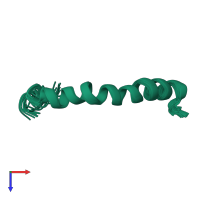 PDB entry 2rmg coloured by chain, ensemble of 20 models, top view.