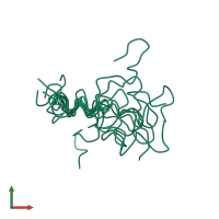 PDB entry 2rmv coloured by chain, ensemble of 10 models, front view.