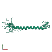 PDB entry 2rmz coloured by chain, ensemble of 21 models, front view.