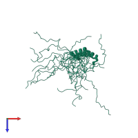 PDB entry 2rn9 coloured by chain, ensemble of 20 models, top view.