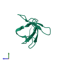 PDB entry 2rna coloured by chain, side view.