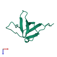 PDB entry 2rna coloured by chain, top view.