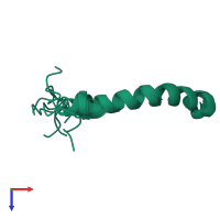 PDB entry 2rnd coloured by chain, ensemble of 10 models, top view.