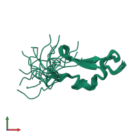 PDB entry 2rnl coloured by chain, ensemble of 20 models, front view.