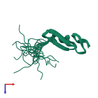 PDB entry 2rnl coloured by chain, ensemble of 20 models, top view.