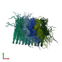 PDB entry 2rnm coloured by chain, ensemble of 20 models, front view.