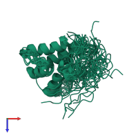 PDB entry 2rno coloured by chain, ensemble of 20 models, top view.