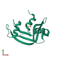 PDB entry 2rns coloured by chain, front view.