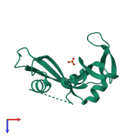 PDB entry 2rns coloured by chain, top view.