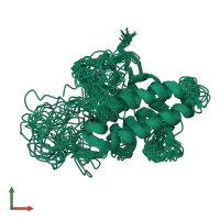 PDB entry 2ro1 coloured by chain, ensemble of 20 models, front view.