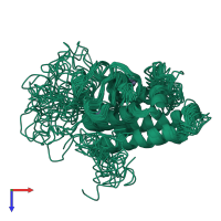 PDB entry 2ro1 coloured by chain, ensemble of 20 models, top view.