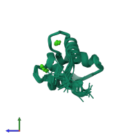 PDB entry 2ro8 coloured by chain, ensemble of 20 models, side view.