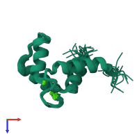 PDB entry 2ro8 coloured by chain, ensemble of 20 models, top view.