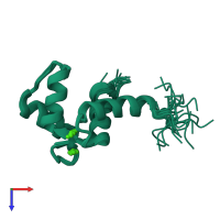 PDB entry 2roa coloured by chain, ensemble of 20 models, top view.