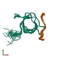 PDB entry 2rol coloured by chain, ensemble of 20 models, front view.