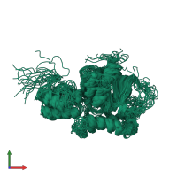 PDB entry 2roq coloured by chain, ensemble of 20 models, front view.