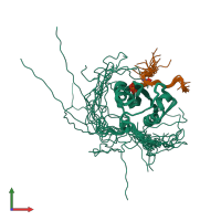 PDB entry 2ror coloured by chain, ensemble of 20 models, front view.