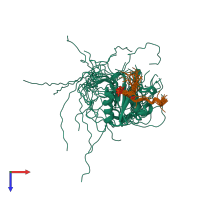 PDB entry 2ror coloured by chain, ensemble of 20 models, top view.