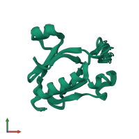 PDB entry 2rov coloured by chain, ensemble of 20 models, front view.