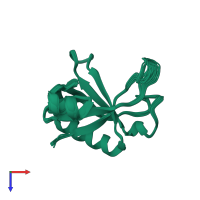 PDB entry 2rov coloured by chain, ensemble of 20 models, top view.