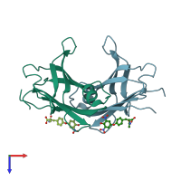 PDB entry 2roy coloured by chain, top view.