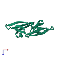 PDB entry 2rp3 coloured by chain, ensemble of 20 models, top view.