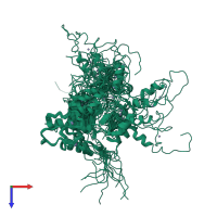 PDB entry 2rpc coloured by chain, ensemble of 20 models, top view.