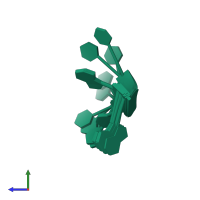 PDB entry 2rpe coloured by chain, ensemble of 10 models, side view.