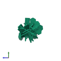 PDB entry 2rph coloured by chain, ensemble of 10 models, side view.